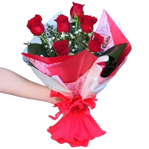 Ramo de 6 rosas rojas importadas